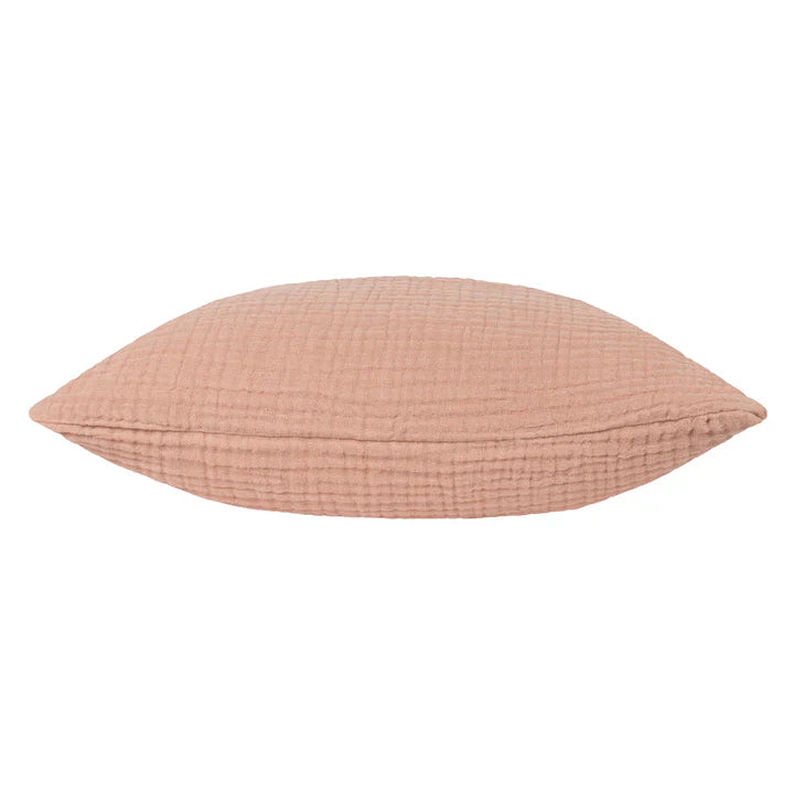 Yard Lark Muslin Crinkle Cotton Cushion Pink Clay 45x45 Feather Filled