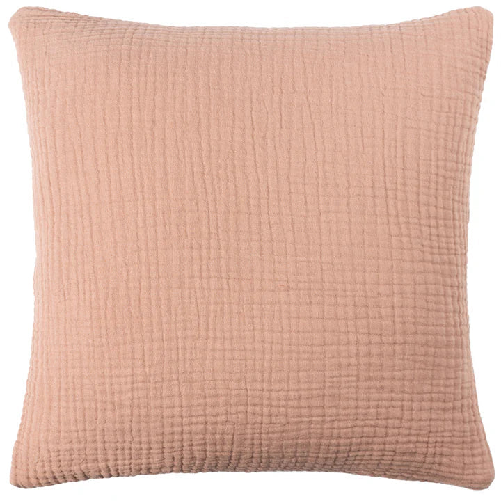 Yard Lark Muslin Crinkle Cotton Cushion Pink Clay 45x45 Feather Filled
