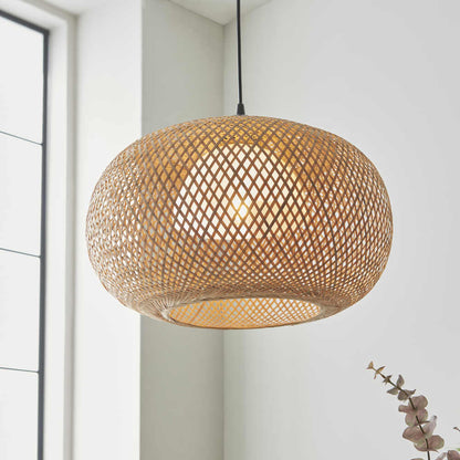 Bali Wicker Globe Pendant Light 155cm