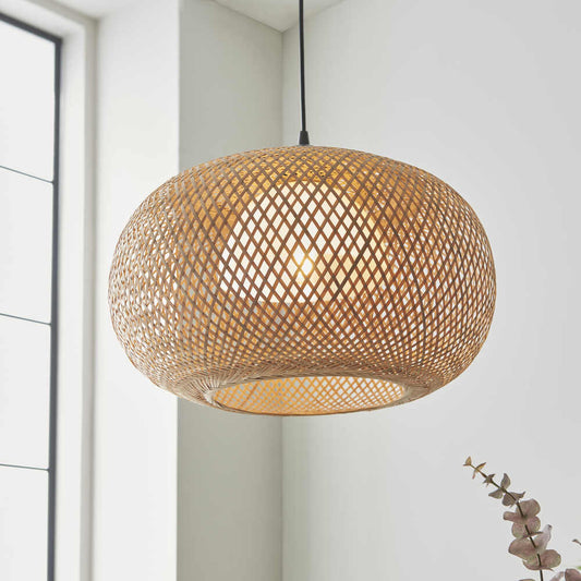 Bali Wicker Globe Pendant Light 155cm