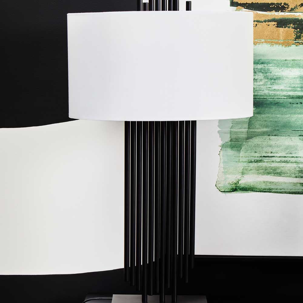 Impero Table Lamp With White Linen Shade