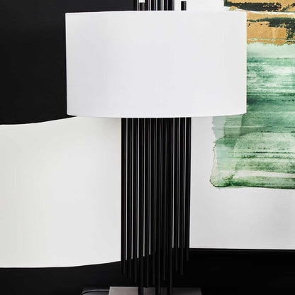 Impero Table Lamp With White Linen Shade