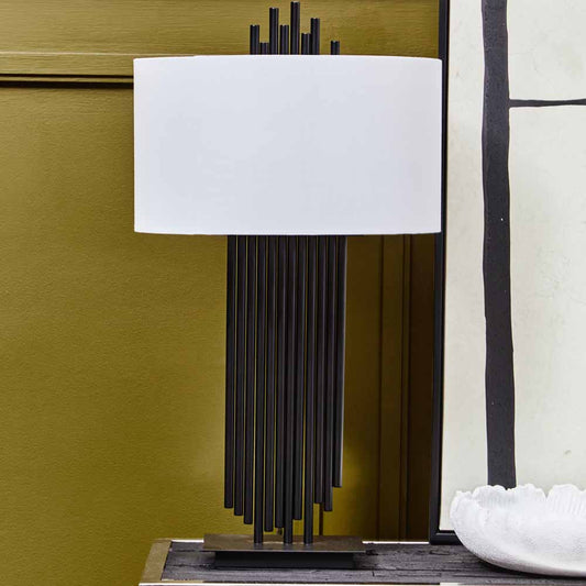 Impero Table Lamp With White Linen Shade