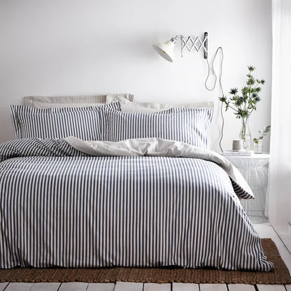 Hebden Stripe Navy/Grey King Duvet Set