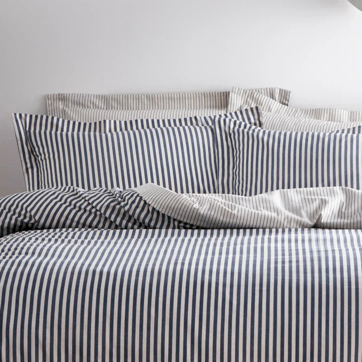 Hebden Stripe Navy/Grey Double Duvet Set