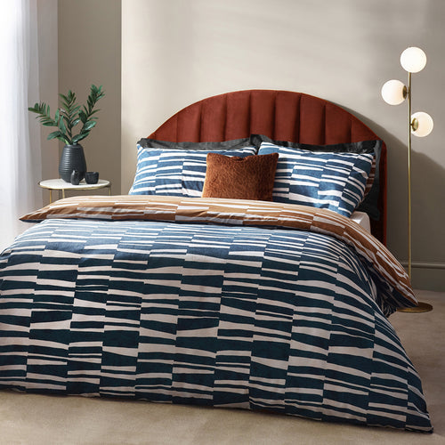 Hoem Piper Abstract Cotton Reversible Double Duvet Set Dusk