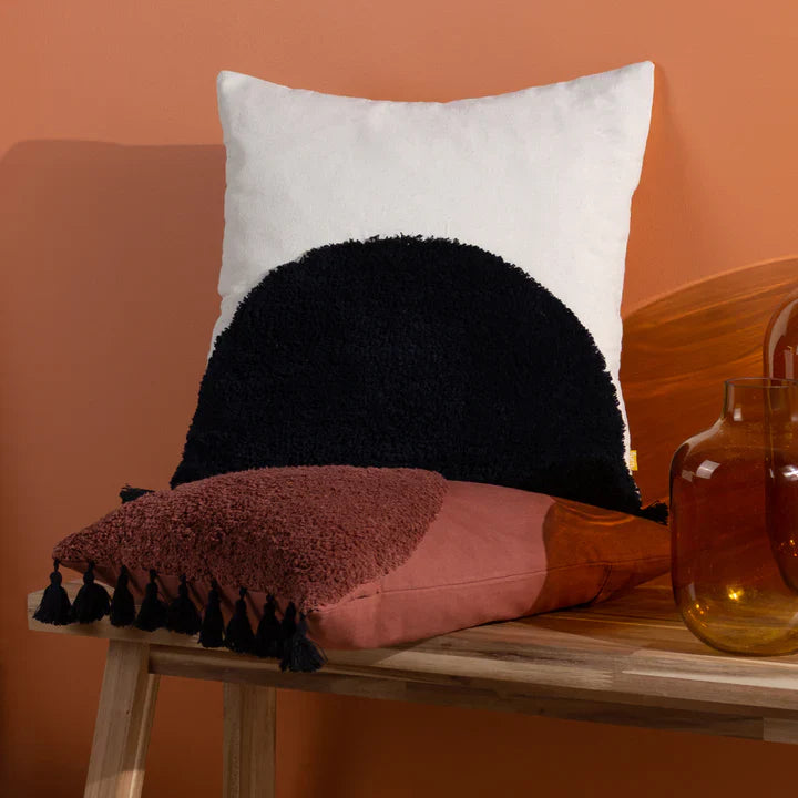Radiance Tufted Boho Cushion Natural/Black