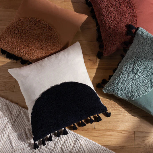 Radiance Tufted Boho Cushion Natural/Black
