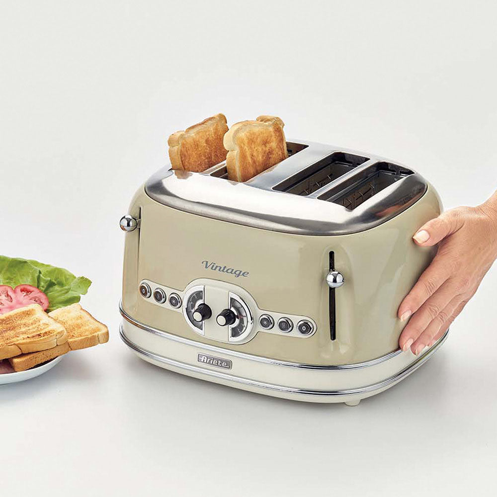 Vintage Retro Style 4- Slice Toaster - Cream