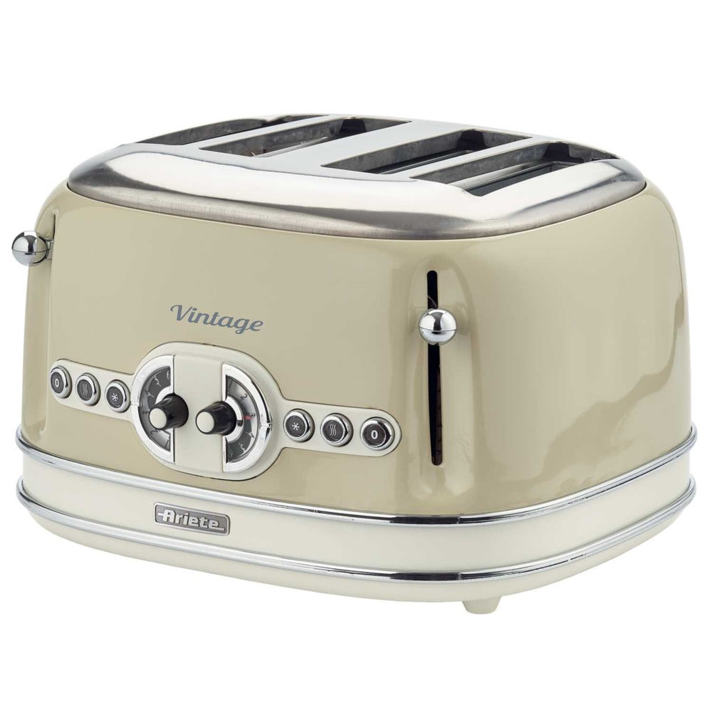 Vintage Retro Style 4- Slice Toaster - Cream