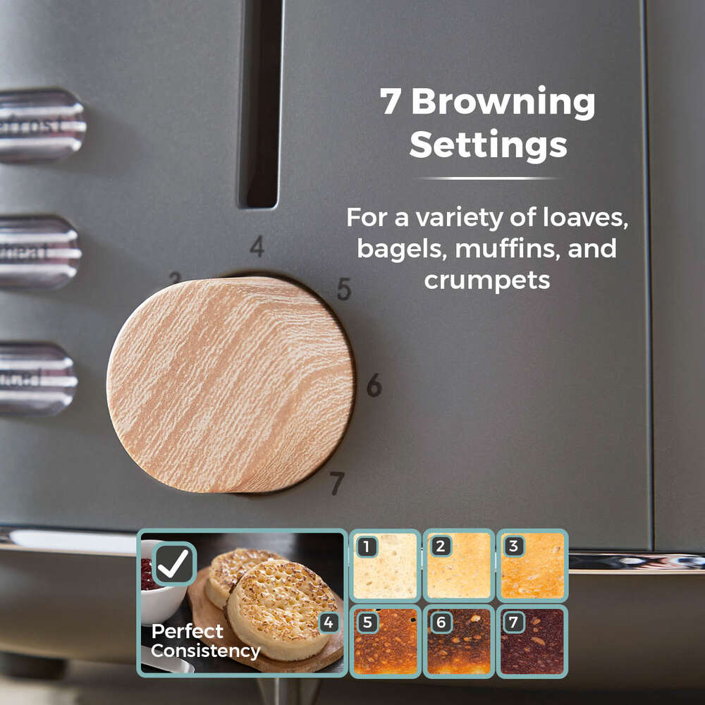 Tower Scandi 2 Slice Toaster - Grey