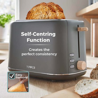 Tower Scandi 2 Slice Toaster - Grey