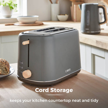 Tower Scandi 2 Slice Toaster - Grey