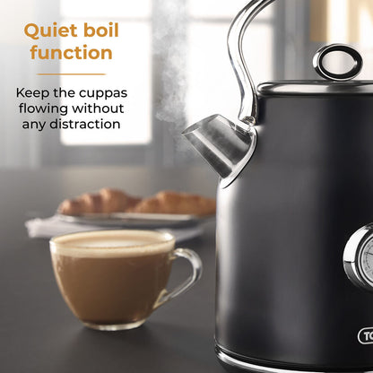 Tower Renaissance Retro Pot 1.7L Kettle - Black