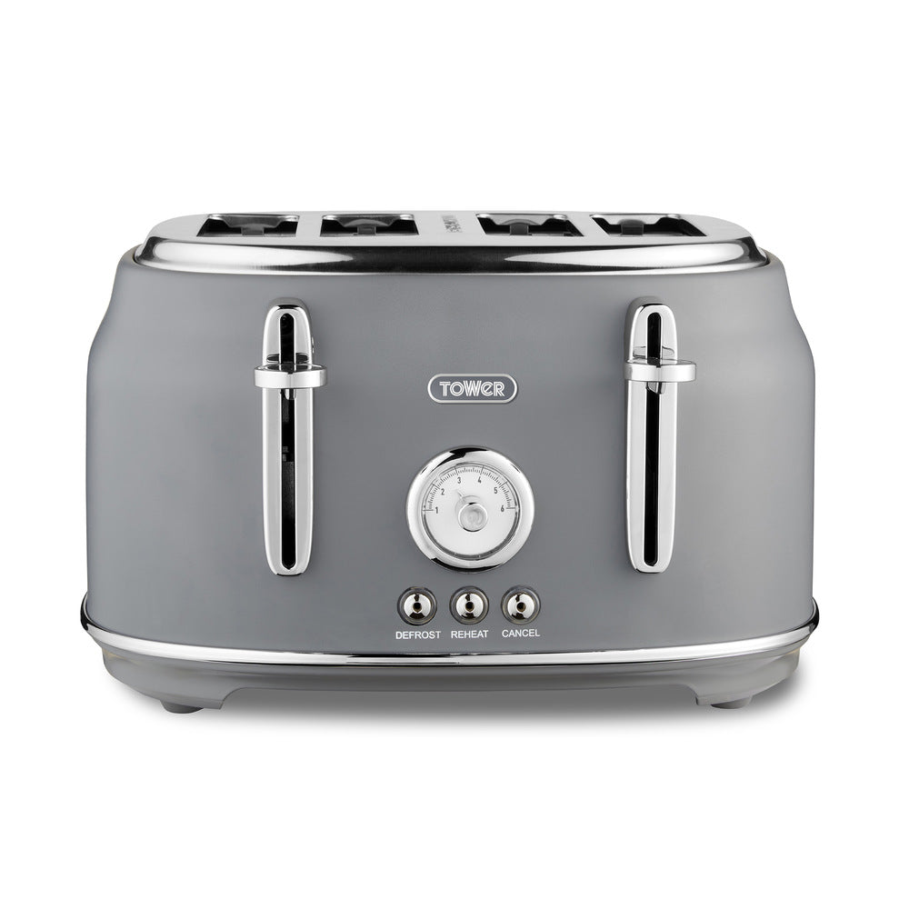Tower Renaissance Retro 4 Slice Toaster - Grey