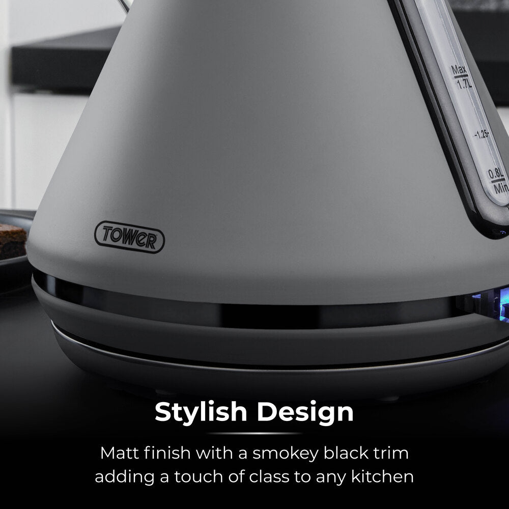 Tower Sera 3Kw Rapid Boil 1.7L Pyramid Kettle - Grey