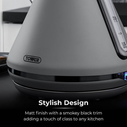 Tower Sera 3Kw Rapid Boil 1.7L Pyramid Kettle - Grey