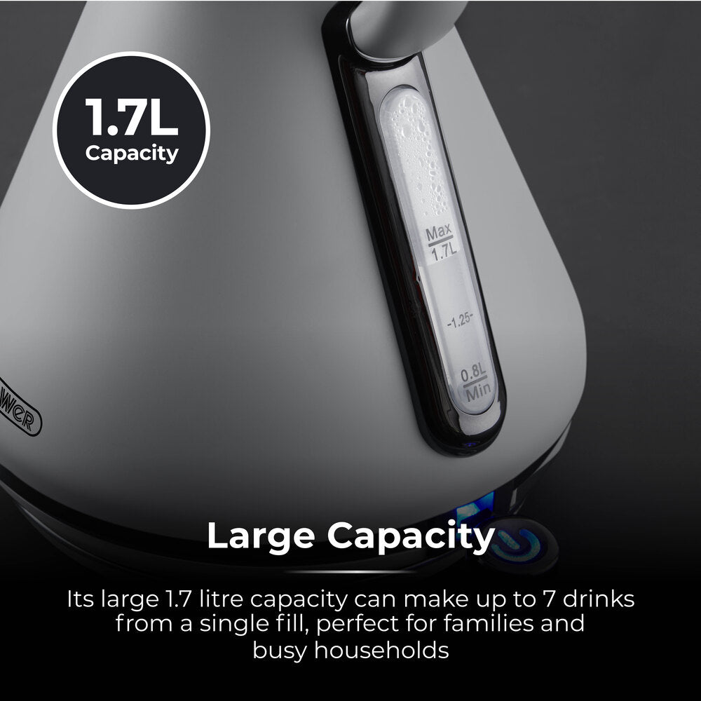 Tower Sera 3Kw Rapid Boil 1.7L Pyramid Kettle - Grey