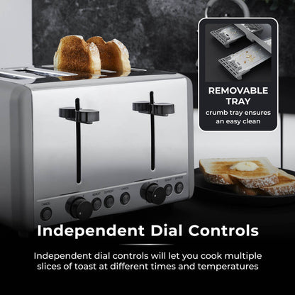 Tower Sera 4 Slice Toaster-  Grey