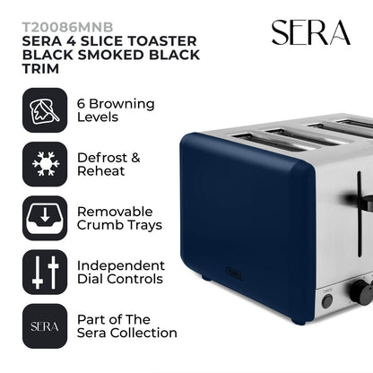 Tower Sera 4 Slice Toaster - Midnight Blue