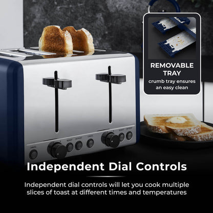 Tower Sera 4 Slice Toaster - Midnight Blue
