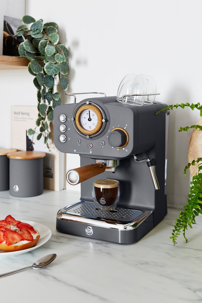 Swan Nordic Espresso Coffee Machine 1.2L - Grey