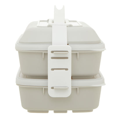 Lunch Box with Cutlery - Warm Grey & White