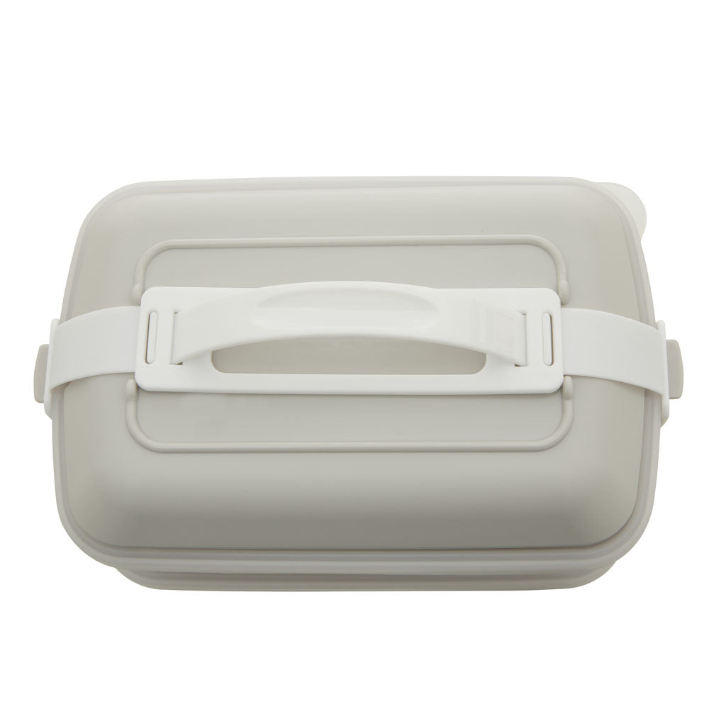 Lunch Box with Cutlery - Warm Grey & White