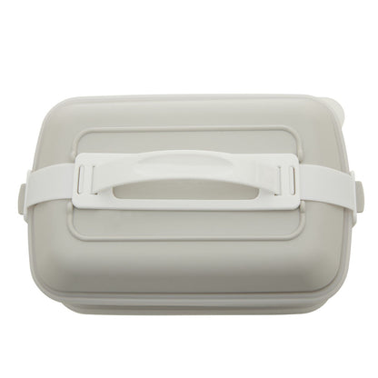 Lunch Box with Cutlery - Warm Grey & White