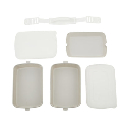 Lunch Box with Cutlery - Warm Grey & White