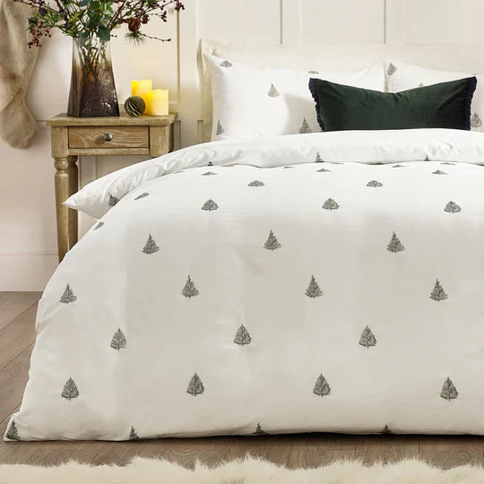 Winter Forest Embroidered Duvet Cover Set King