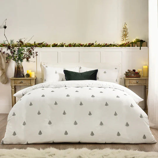 Winter Forest Embroidered Duvet Cover Set King