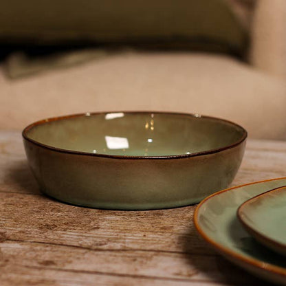 BARBADES 20cm green stoneware cup plate