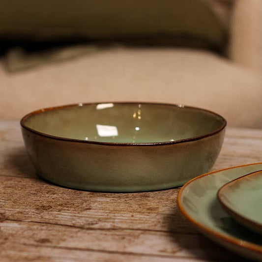 BARBADES 20cm green stoneware cup plate