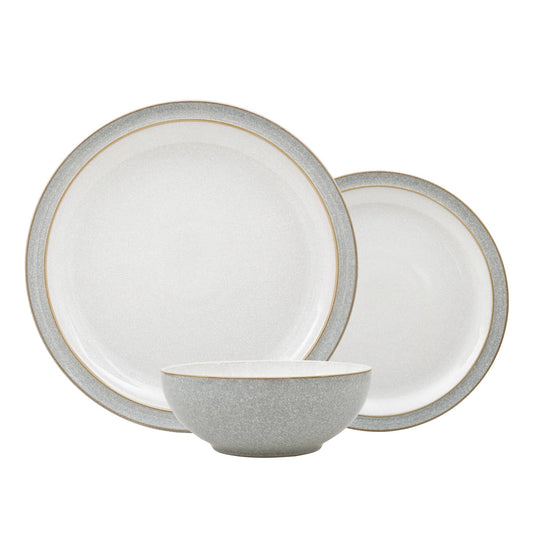 Denby Stoneware Elements Light Grey 12 Piece Tableware Set