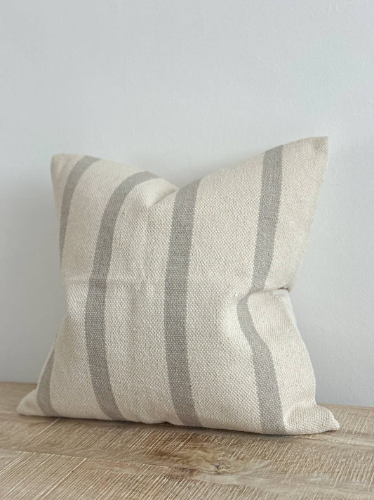India Luxe Cotton Cushion Cover 45×45 – Grey Stripe