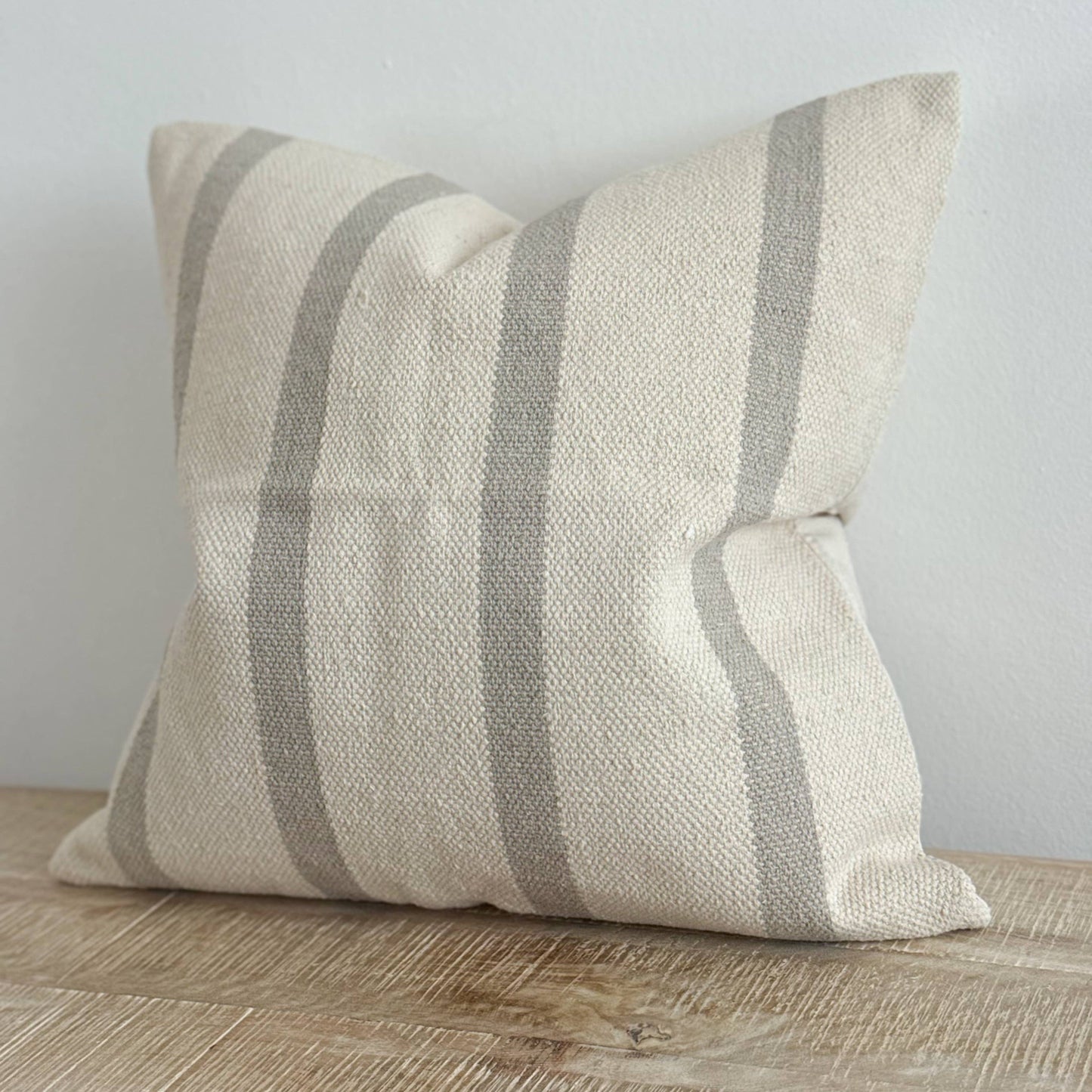 India Luxe Cotton Cushion Cover 45×45 – Grey Stripe