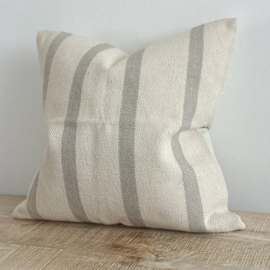 India Luxe Cotton Cushion Cover 45×45 – Grey Stripe