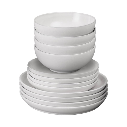 DENBY STONEWARE ELEMENTS STONE WHITE 12 PIECE TABLEWARE SET