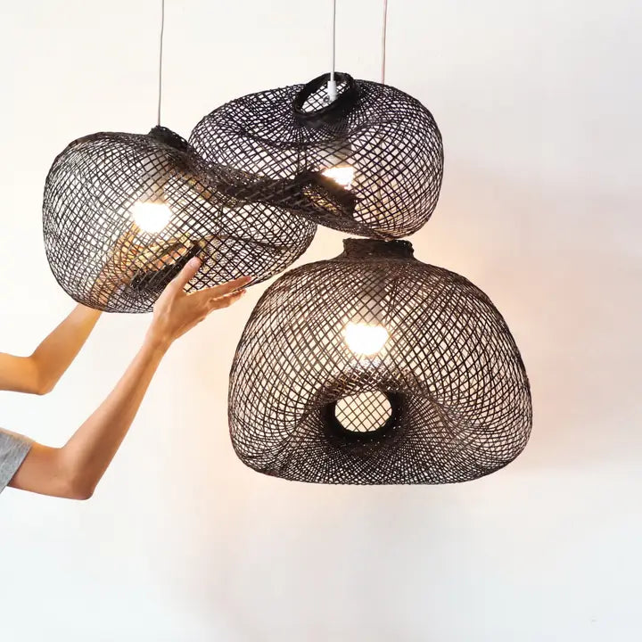 Re-shapeable Bamboo Pendant Light - Black XL