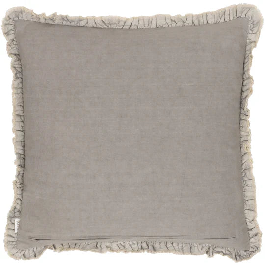 Bertie Washed Cotton Velvet Cushion Taupe