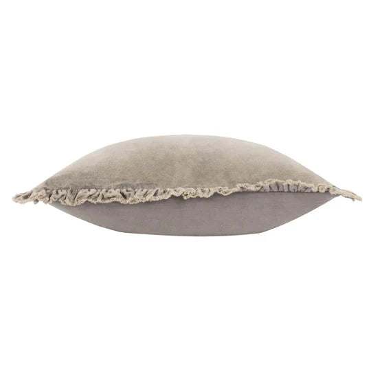 Bertie Washed Cotton Velvet Cushion Taupe