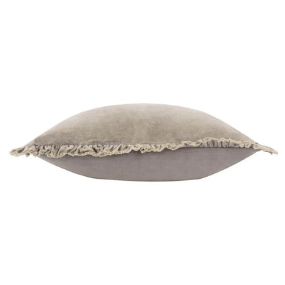 Bertie Washed Cotton Velvet Cushion Taupe