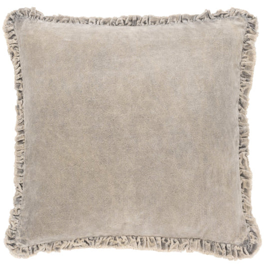 Bertie Washed Cotton Velvet Cushion Taupe