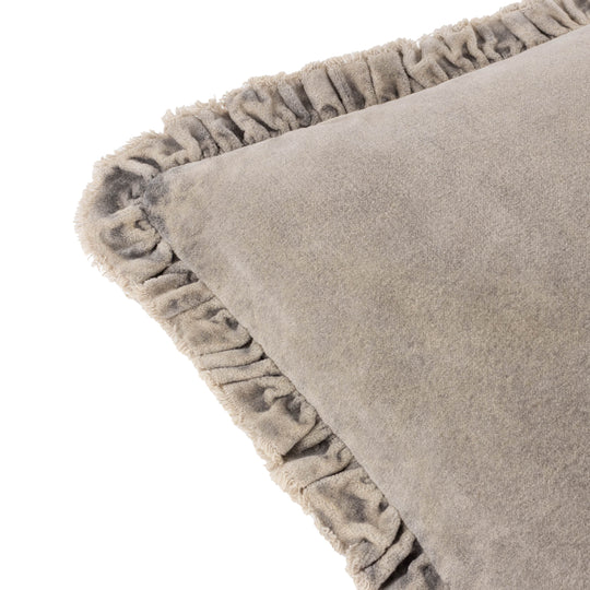 Bertie Washed Cotton Velvet Cushion Taupe