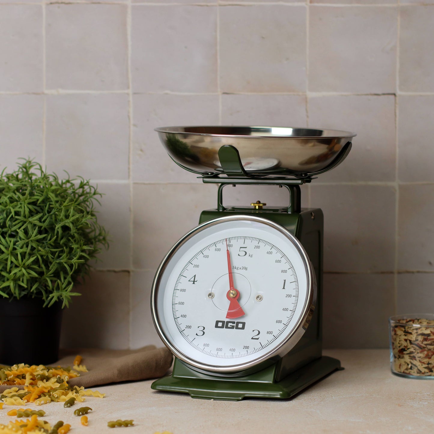 5kg/20g green mechanical kitchen scale