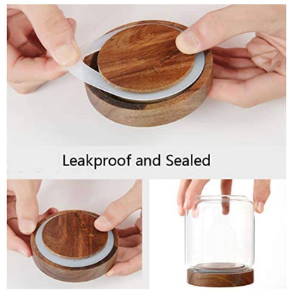 Glass Kitchen Pantry & Storage Jars with Acacia Lids