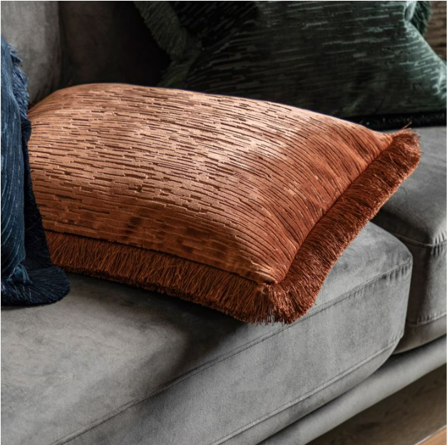Cut Velvet Fringe Cushion