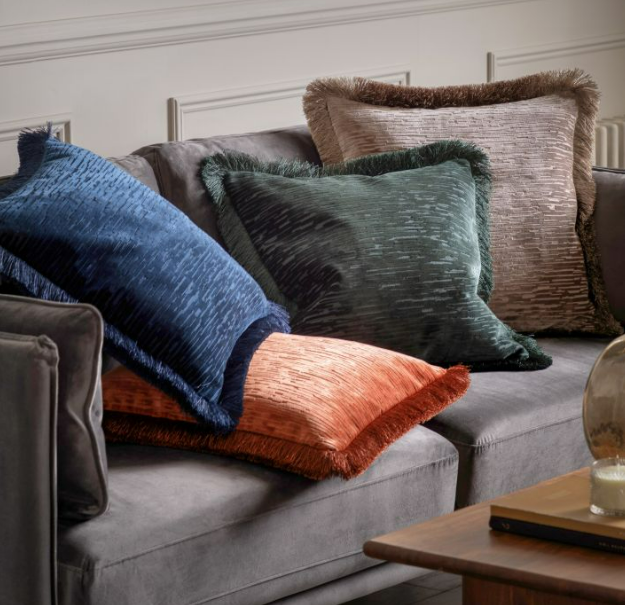 Cut Velvet Fringe Cushion