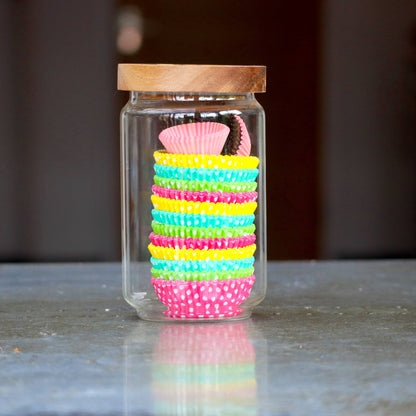 Glass Kitchen Pantry & Storage Jars with Acacia Lids